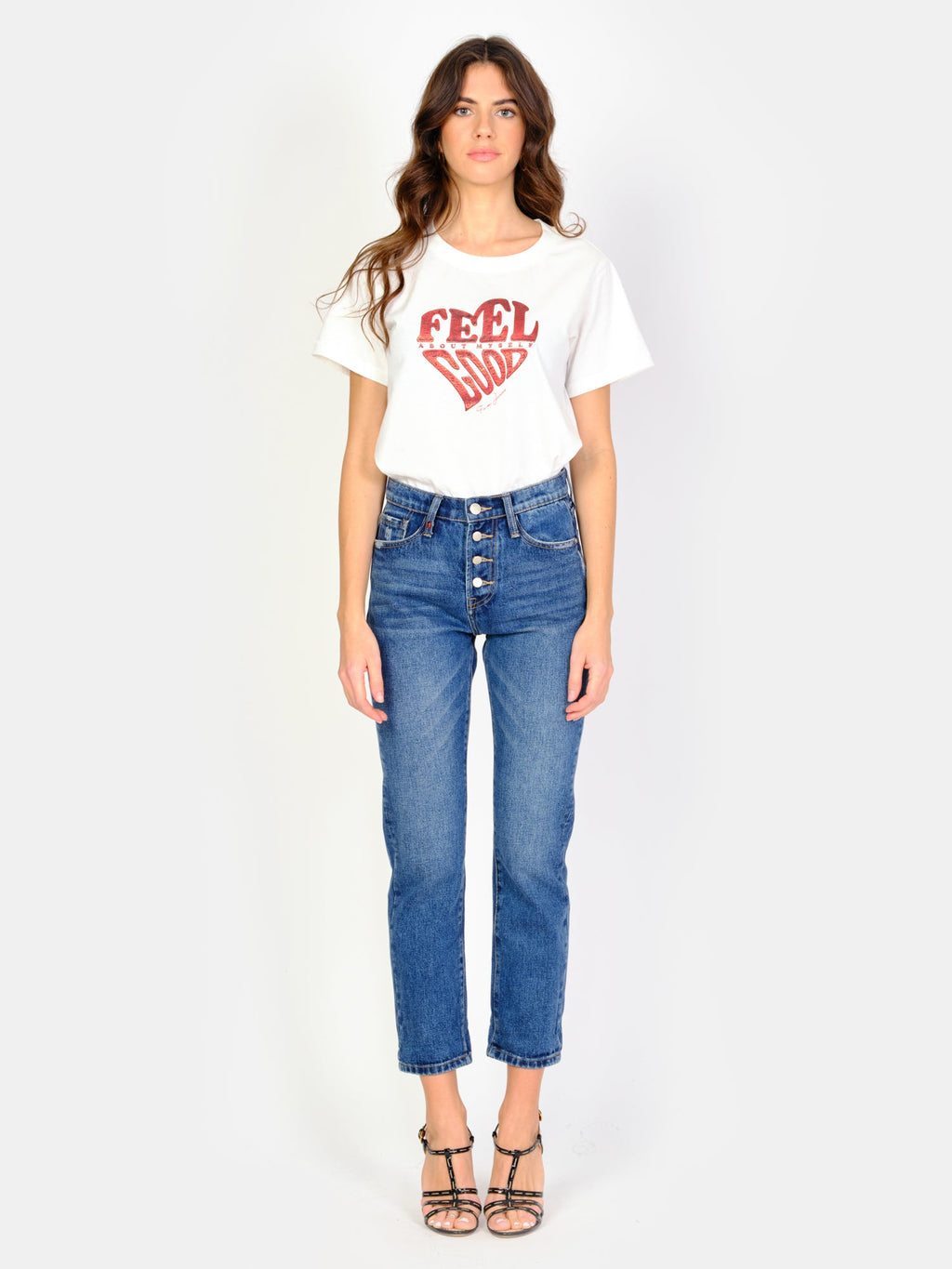 Jean mom stone PATRICIA MFBN femme, STONE, taille 25, porté par Amanda (1m76) – photo 2