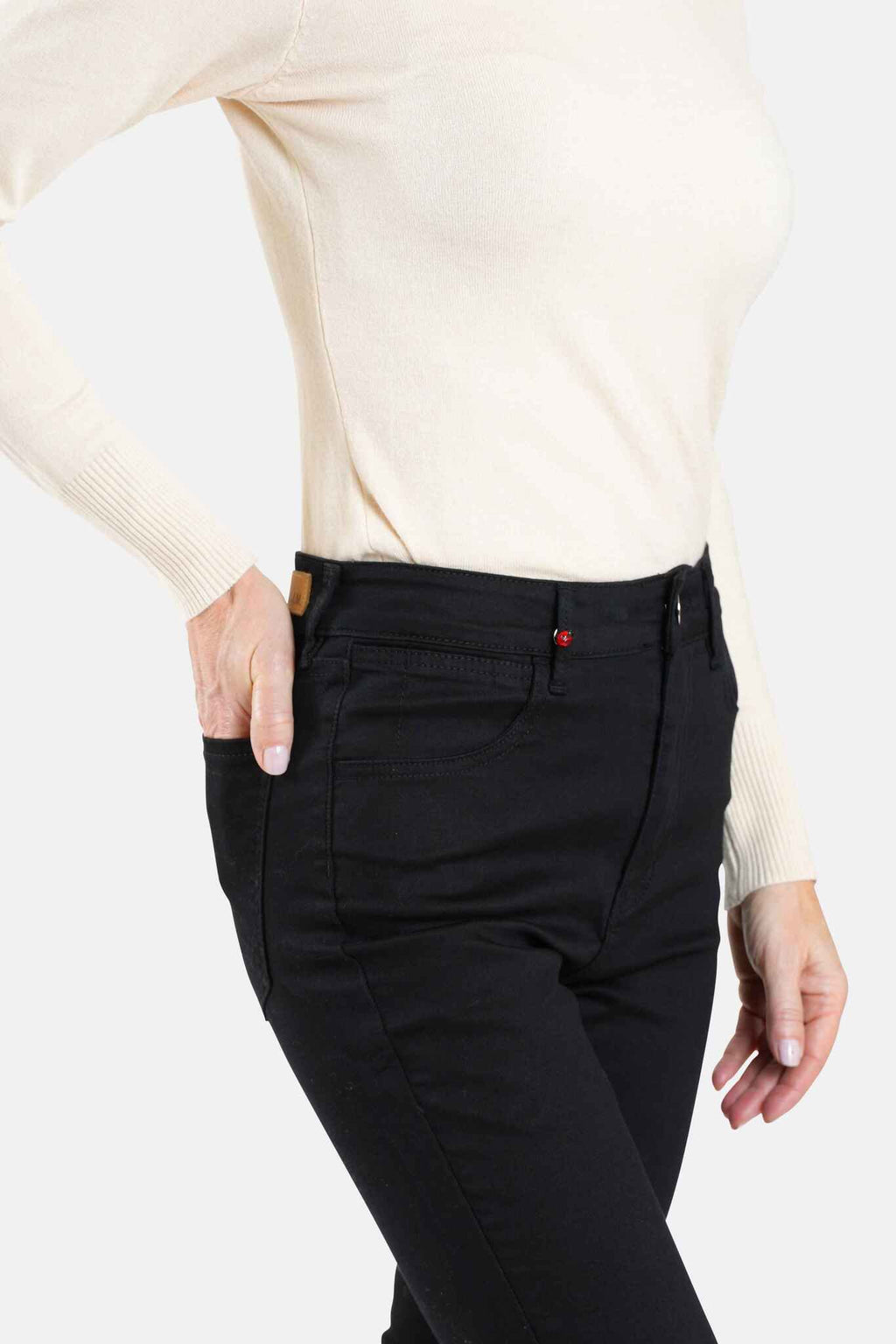 Jean skinny taille haute noir JACQUELINE femme, BLACK, taille 26, porté par Jessica (1m75) (FAM PARIS) – photo 1