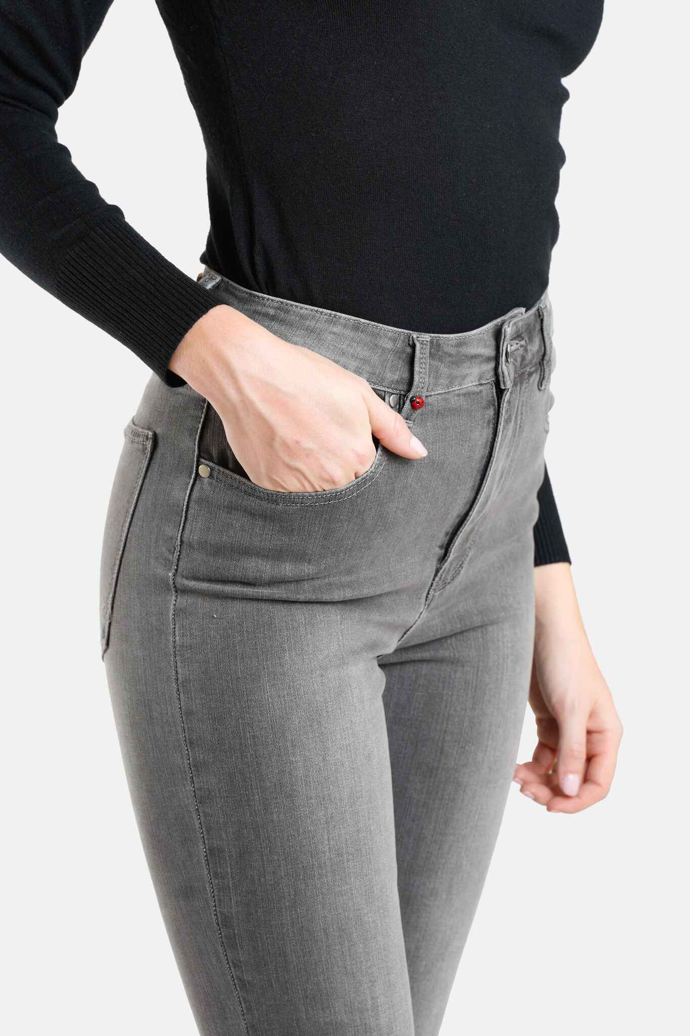 Jean skinny taille haute gris JOYCE femme, GREY, taille 26, porté par Lilou (1m75) (FAM PARIS) – photo 1