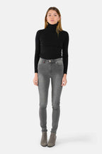 Jean skinny taille haute gris JOYCE femme, GREY, taille 26, porté par Lilou (1m75) – photo 3