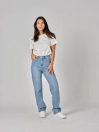 T-shirt blanc uni en coton TYFFEN blanc femme, WHITE, taille XS, porté par Clara (1m71) – photo 5