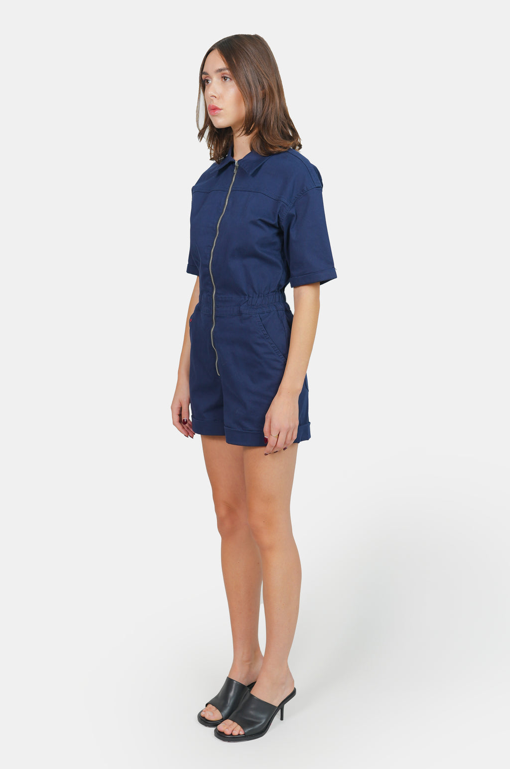 Combishort bleu marine en coton DOLCE femme, NAVY, taille XS, porté par Marie (1m71) – photo 4