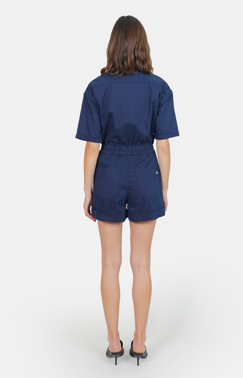 Combishort bleu marine en coton DOLCE femme, NAVY, taille XS, porté par Marie (1m71) – photo 5