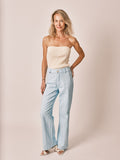 Pantalon évasé bleu clair FEYEL femme, BABY BLUE, taille XS, porté par Jessica (1m75) (FAM PARIS) – photo 1