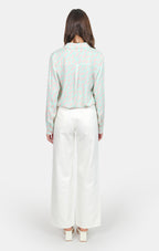 Chemise à motifs Pastel D HELENE femme, PASTEL D, taille XS, porté par Claire (1m76) – photo 5
