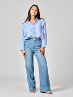 Jean évasé bleu FAUVE femme, BLUE, taille XS, porté par Valentine (1m70) (FAM PARIS) – photo 1