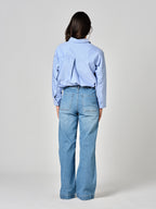 Jean évasé bleu FAUVE femme, BLUE, taille XS, porté par Valentine (1m70) – photo 4