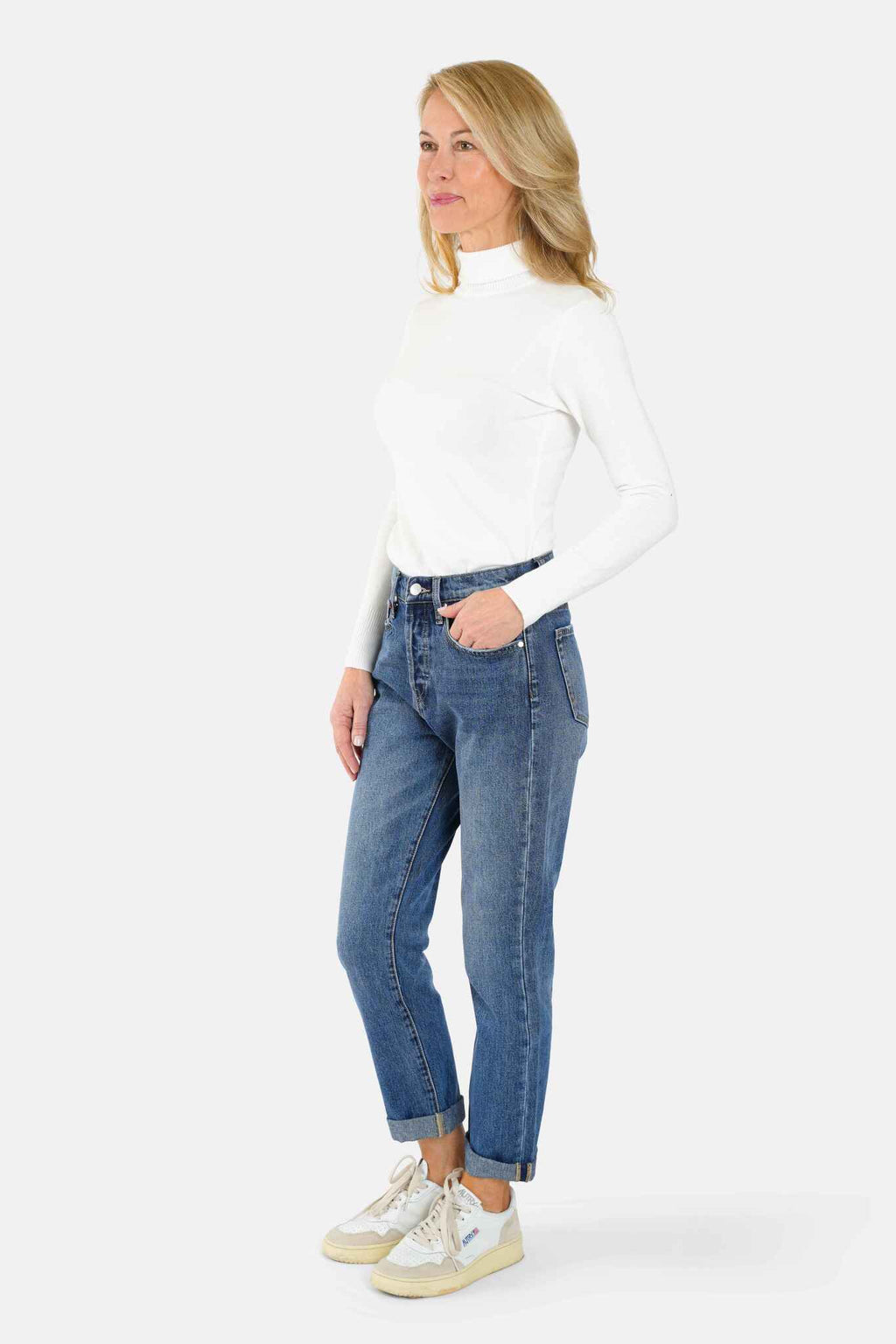 Jean mom stone PATRICIA MFN femme, STONE, taille 26, porté par Jessica (1m75) – photo 5