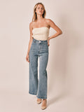 Jean évasé bleu FAUVE femme, BLUE, taille XS, porté par Zoé (1m76) (FAM PARIS) – photo 1