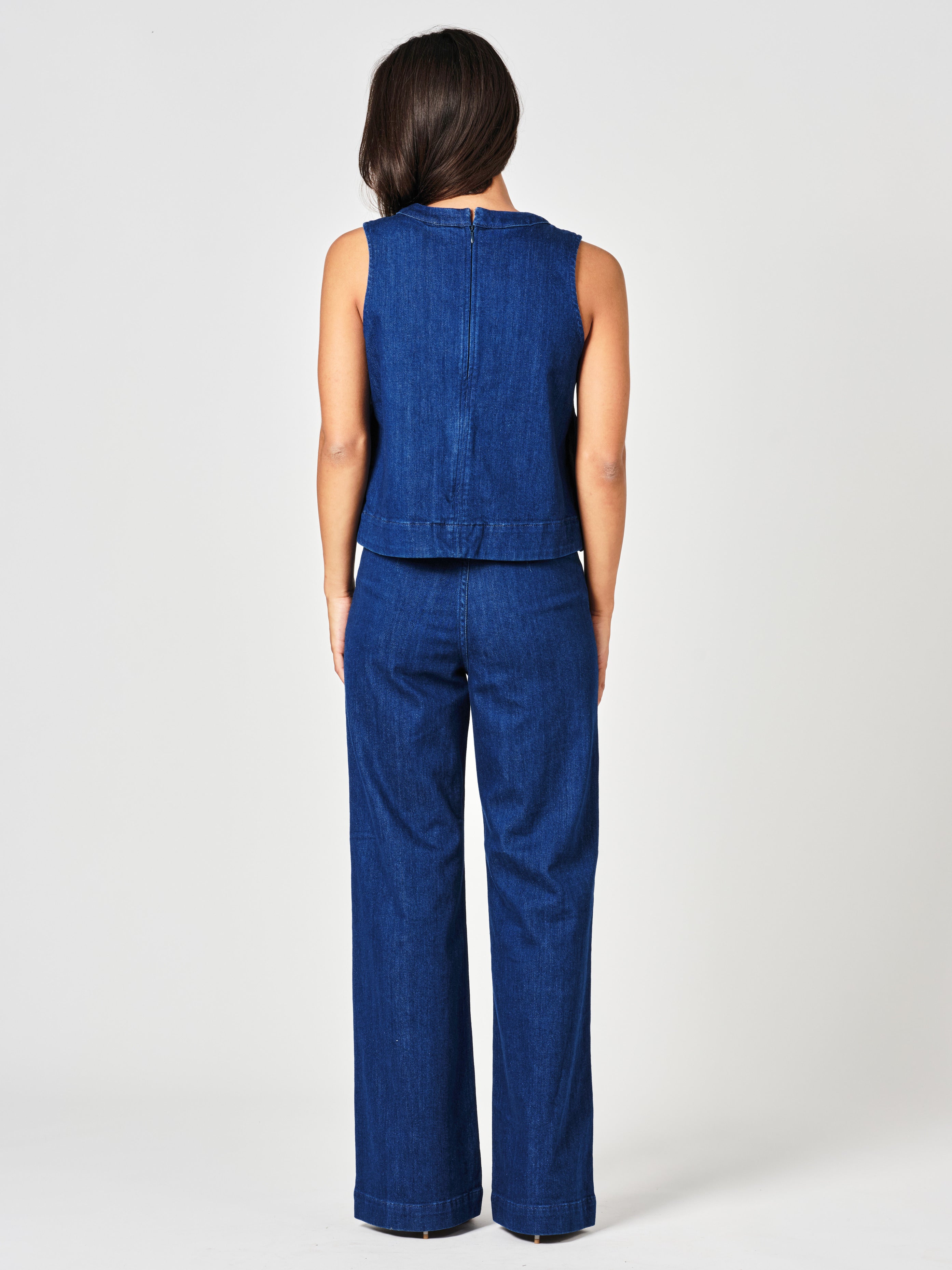 Jean évasé navy FAUVE femme, NAVY, taille XXS, porté par Valentine (1m70) – photo 2
