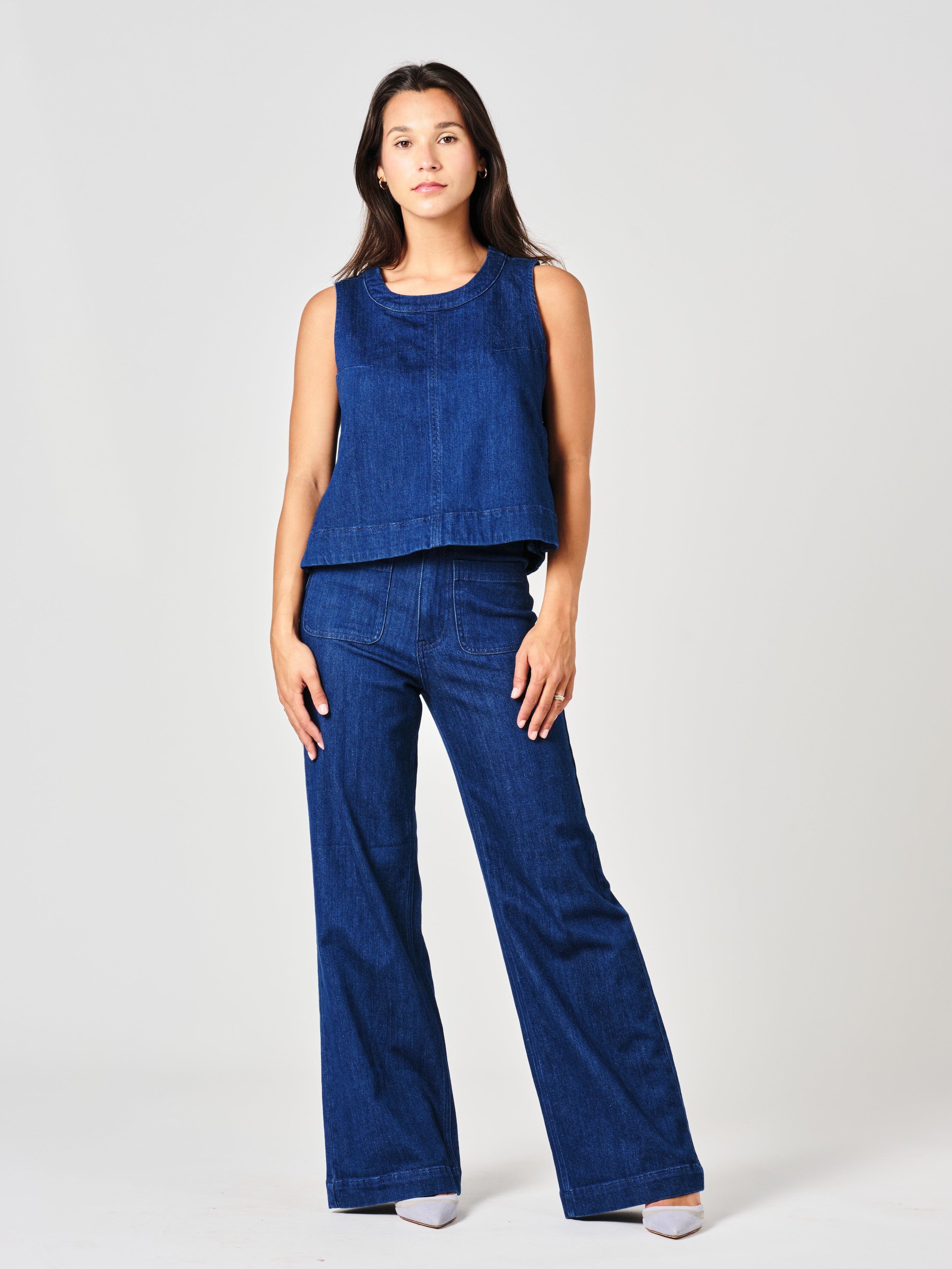 Jean évasé navy FAUVE femme, NAVY, taille XXS, porté par Valentine (1m70) – photo 5