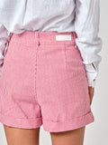 Short à pinces red AMELIA STRIPE femme, RED, taille XS, porté par Valentine (1m70) – photo 5