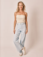 Jean évasé baby blue FAUVE femme, BABY BLUE, taille XS, porté par Jessica (1m75) (FAM PARIS) – photo 1