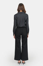 Jean évasé taille haute noir FAUVE femme, BLACK, taille XS, porté par Claire (1m76) – photo 4