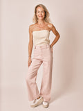 Jean évasé rose FAUVE femme, PINK, taille XS, porté par Jessica (1m75) (FAM PARIS) – photo 1