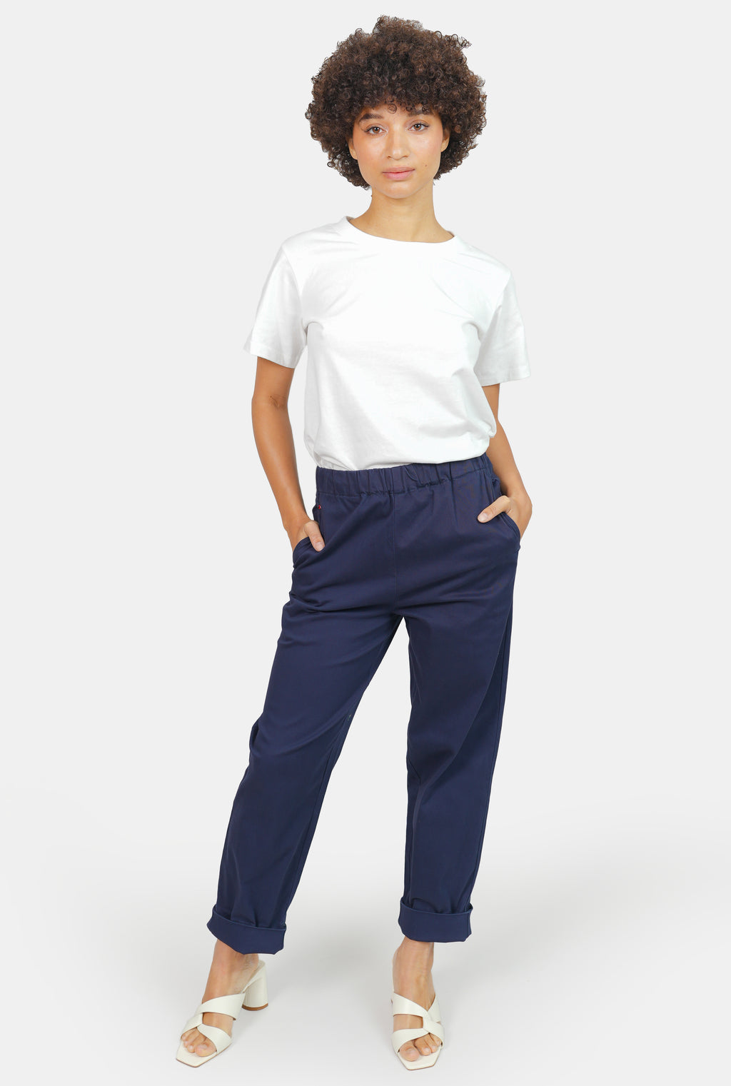 Mom confort bleu marine FRANCE femme, NAVY, taille XS, porté par Marie (1m71) (FAM PARIS) – photo 1