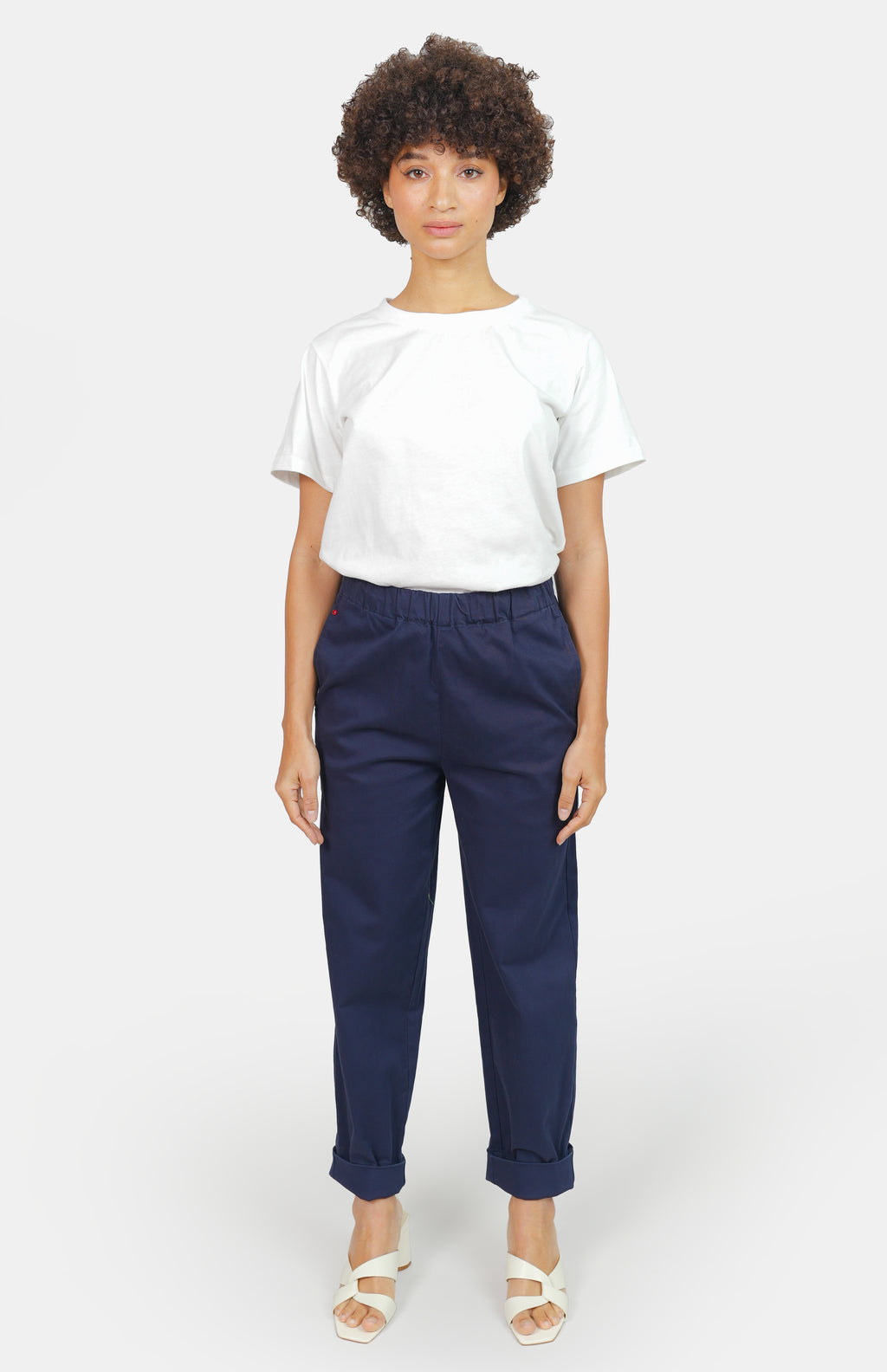 Mom confort bleu marine FRANCE femme, NAVY, taille XS, porté par Marie (1m71) – photo 2