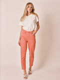 Jean mom rose corail taille haute POLLY femme, CORAL, taille 25, porté par Zoé (1m76) (FAM PARIS) – photo 1