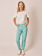Jean mom mint taille haute POLLY femme, MINT, taille 25, porté par Jessica (1m75) (FAM PARIS) – photo 1