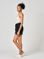 Short court taille haute noir AXELLE femme, BLACK, taille XS, porté par Shazney (1m75) – photo 3