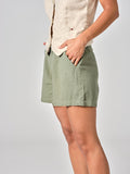 Short court taille haute vert AXELLE femme, GREEN, taille XS, porté par Valentine (1m70) – photo 5