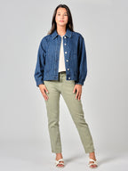 Veste oversize en jean VICKY STRIPE femme, STRIPE, taille XS, porté par Valentine (1m70) (FAM PARIS) – photo 1