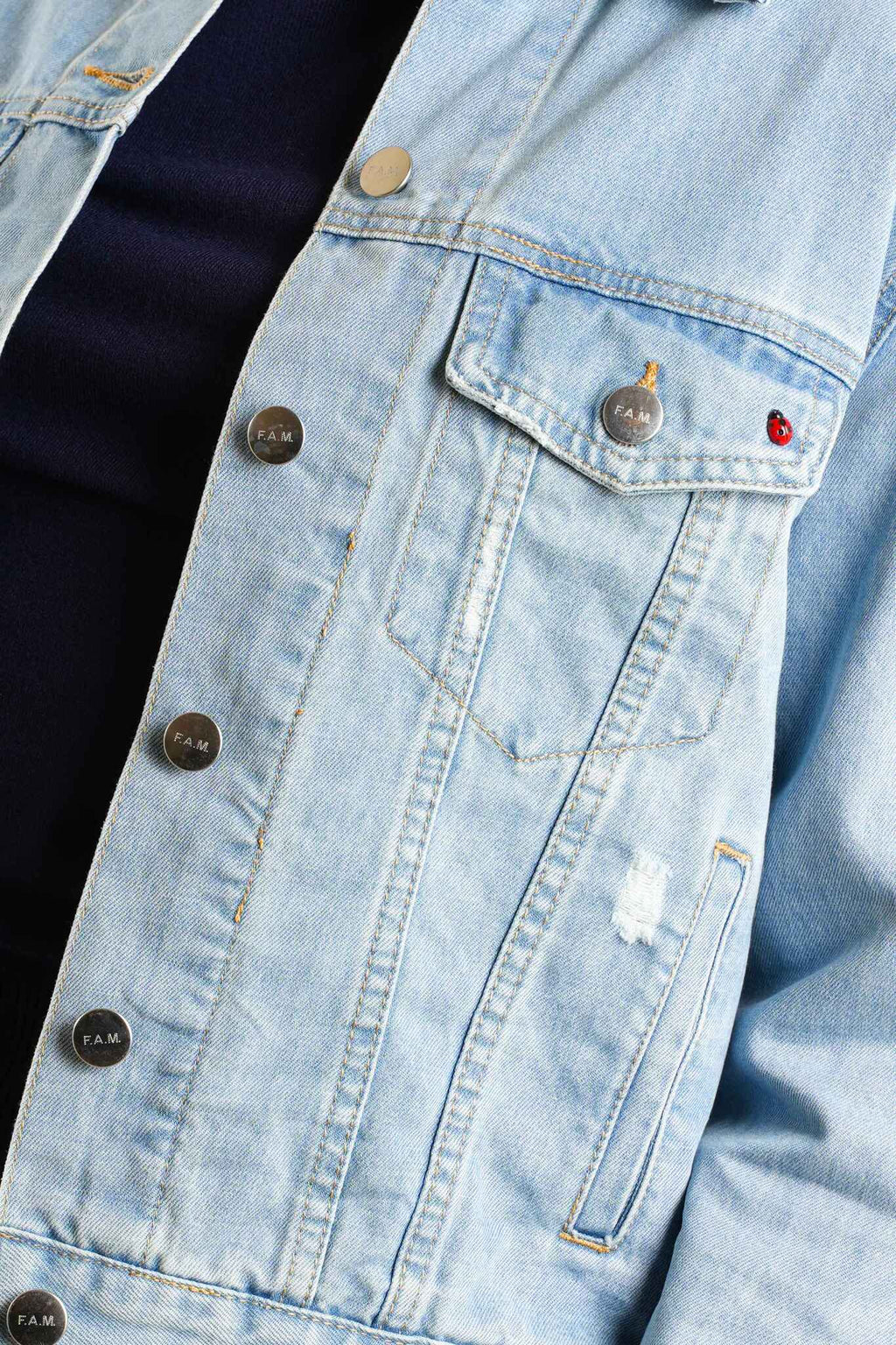 Veste en jean bleu VIVI femme, BLUE, taille XS, porté par Lilou (1m75) – photo 5