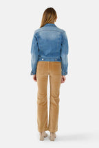 Veste cintrée en jean bleu VALERIE femme, BLUE, taille XS, porté par Lilou (1m75) – photo 4