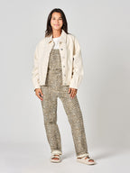 Veste en jean greige oversize VICKY femme, GREIGE, taille XS, porté par Valentine (1m70) (FAM PARIS) – photo 1