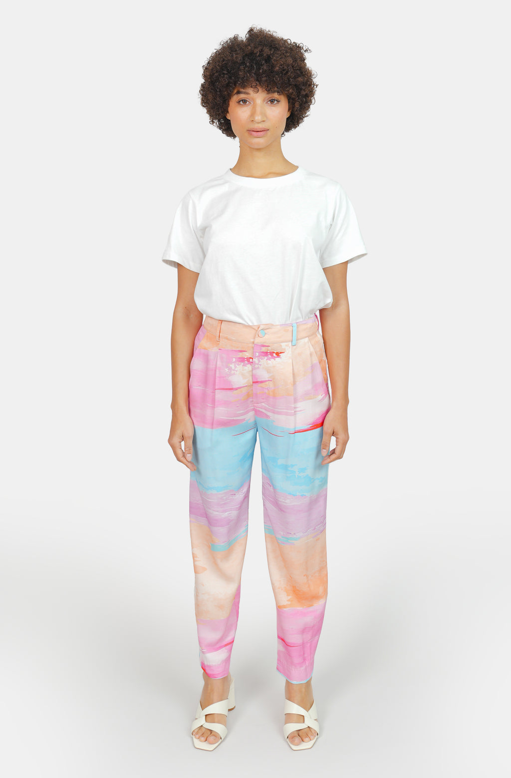 Pantalon imprimé Pastel A RAFA femme, PASTEL A, taille XS, porté par Marie (1m71) – photo 2