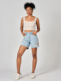 Short en jean ANON EMBRO femme, BLUE, taille XS, porté par Shazney (1m75) (FAM PARIS) – photo 1