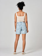 Short en jean ANON EMBRO femme, BLUE, taille XS, porté par Shazney (1m75) – photo 4