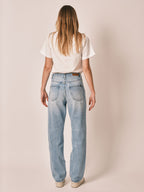 Jean boyfriend bleu clair MANON femme, LIGHT BLUE, taille XS, porté par Zoé (1m76) – photo 4