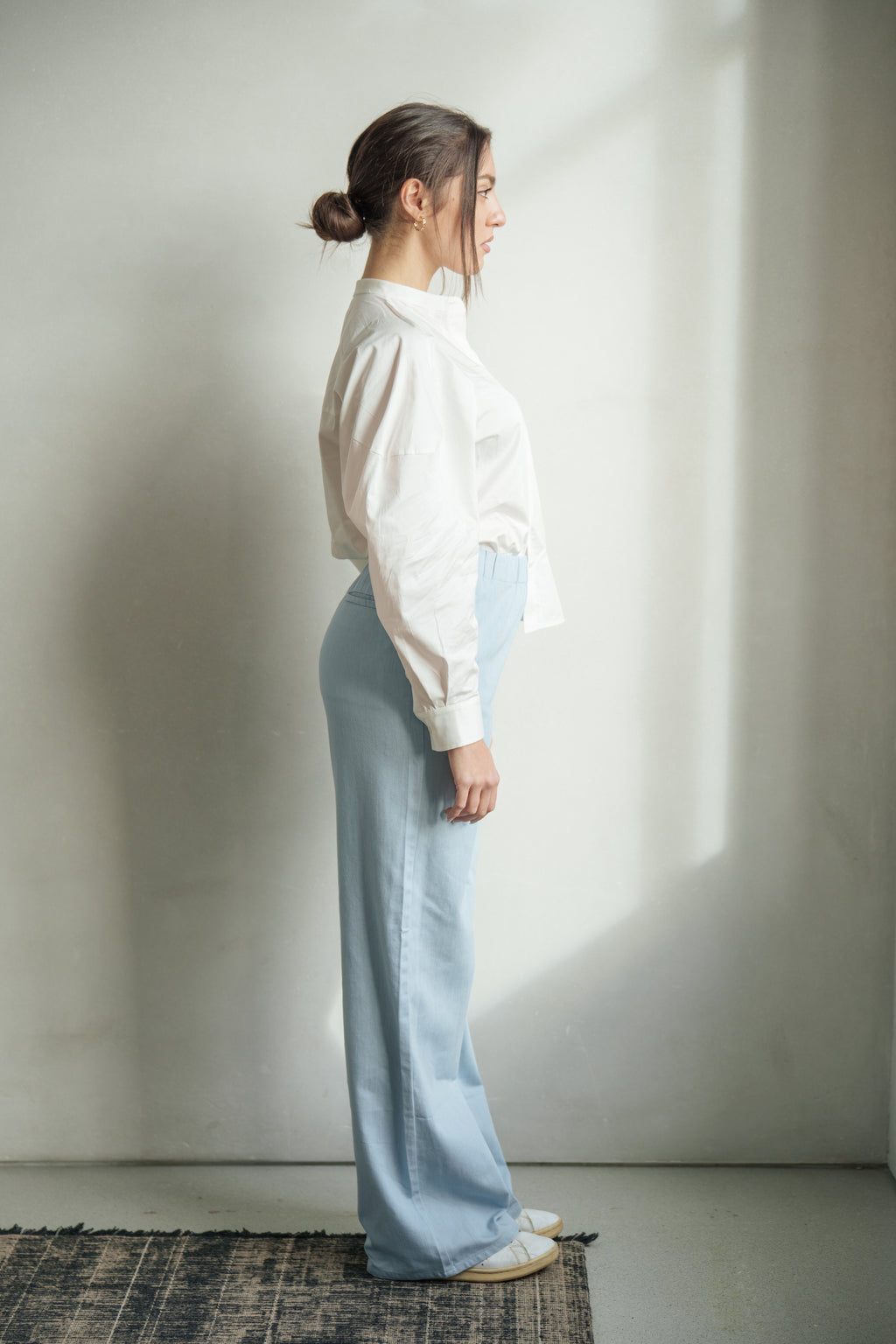 Jean évasé léger bleu FANY femme, LIGHT BLUE, taille XS, porté par Mathilde (1m72) – photo 3