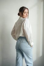 Jean évasé léger bleu FANY femme, LIGHT BLUE, taille XS, porté par Mathilde (1m72) – photo 4