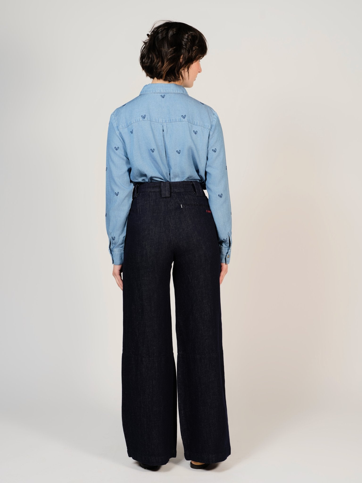 Jean large taille haute indigo FINO femme, INDIGO, taille XS, porté par Sarah (1m72) – photo 4