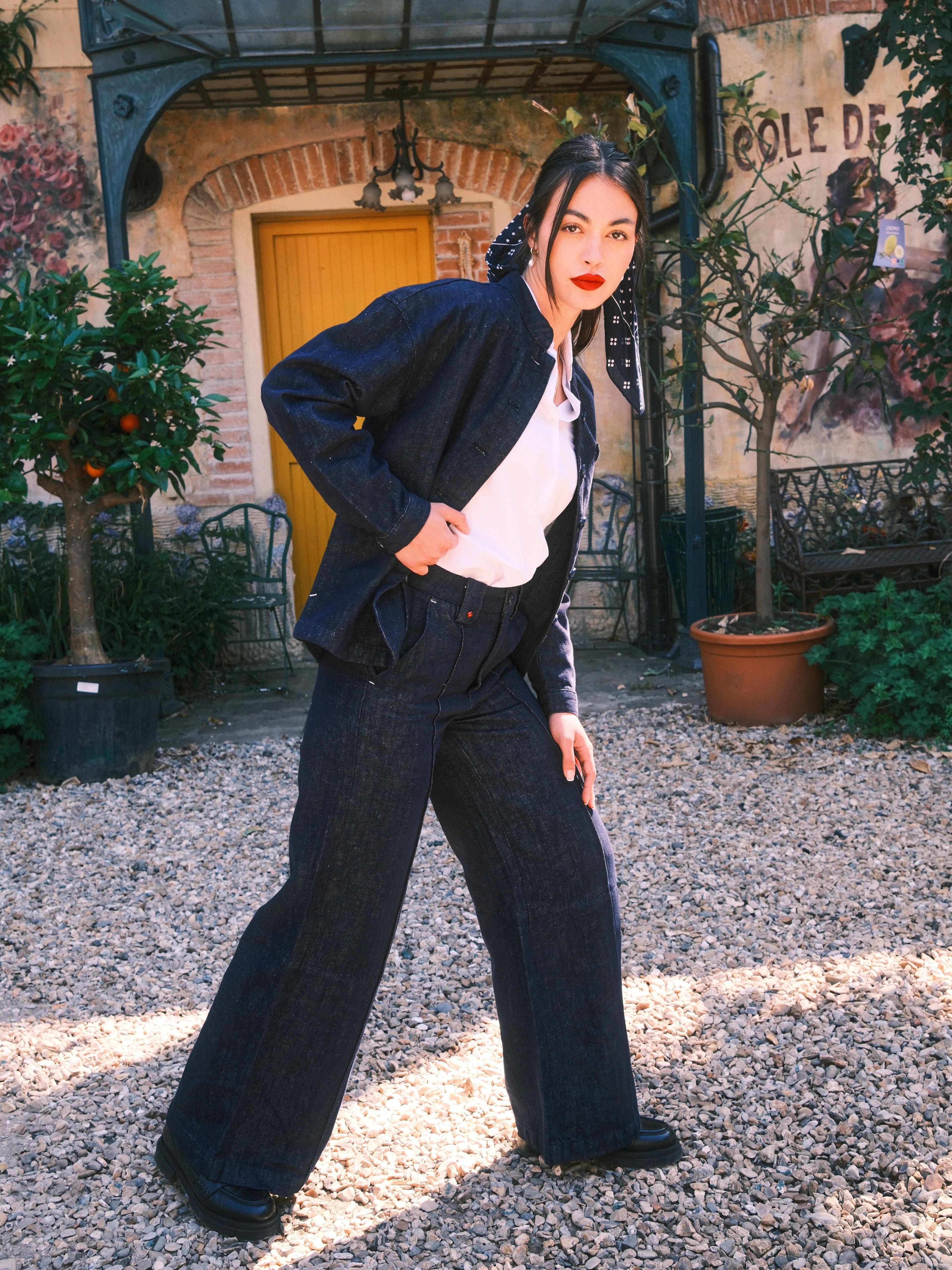 Jean large taille haute indigo FINO femme, INDIGO, taille XS, porté par Sarah (1m72) – photo 6
