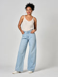 Jean large taille haute FLORA femme, BLUE, taille XS, porté par Shazney (1m75) (FAM PARIS) – photo 1