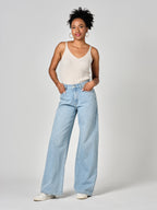 Jean large taille haute FLORA femme, BLUE, taille XS, porté par Shazney (1m75) (FAM PARIS) – photo 1