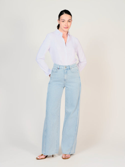 Jean large bleu FLORY femme, BLUE, taille XS, porté par Mélissa (1m70) (FAM PARIS) – photo 1
