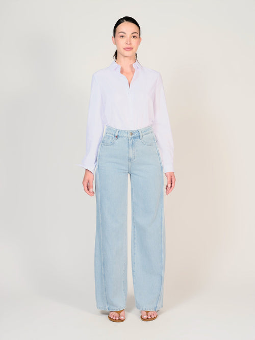 Jean large bleu FLORY femme, BLUE, taille XS, porté par Mélissa (1m70) – photo 2