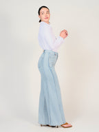 Jean large bleu FLORY femme, BLUE, taille XS, porté par Mélissa (1m70) – photo 3