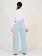 Jean large bleu FLORY femme, BLUE, taille XS, porté par Mélissa (1m70) – photo 4