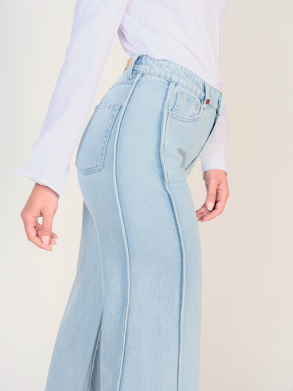 Jean large bleu FLORY femme, BLUE, taille XS, porté par Mélissa (1m70) – photo 5