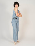 Jean évasé bleu FOREST EMBRO femme, BLUE, taille XS, porté par Sarah (1m72) – photo 4
