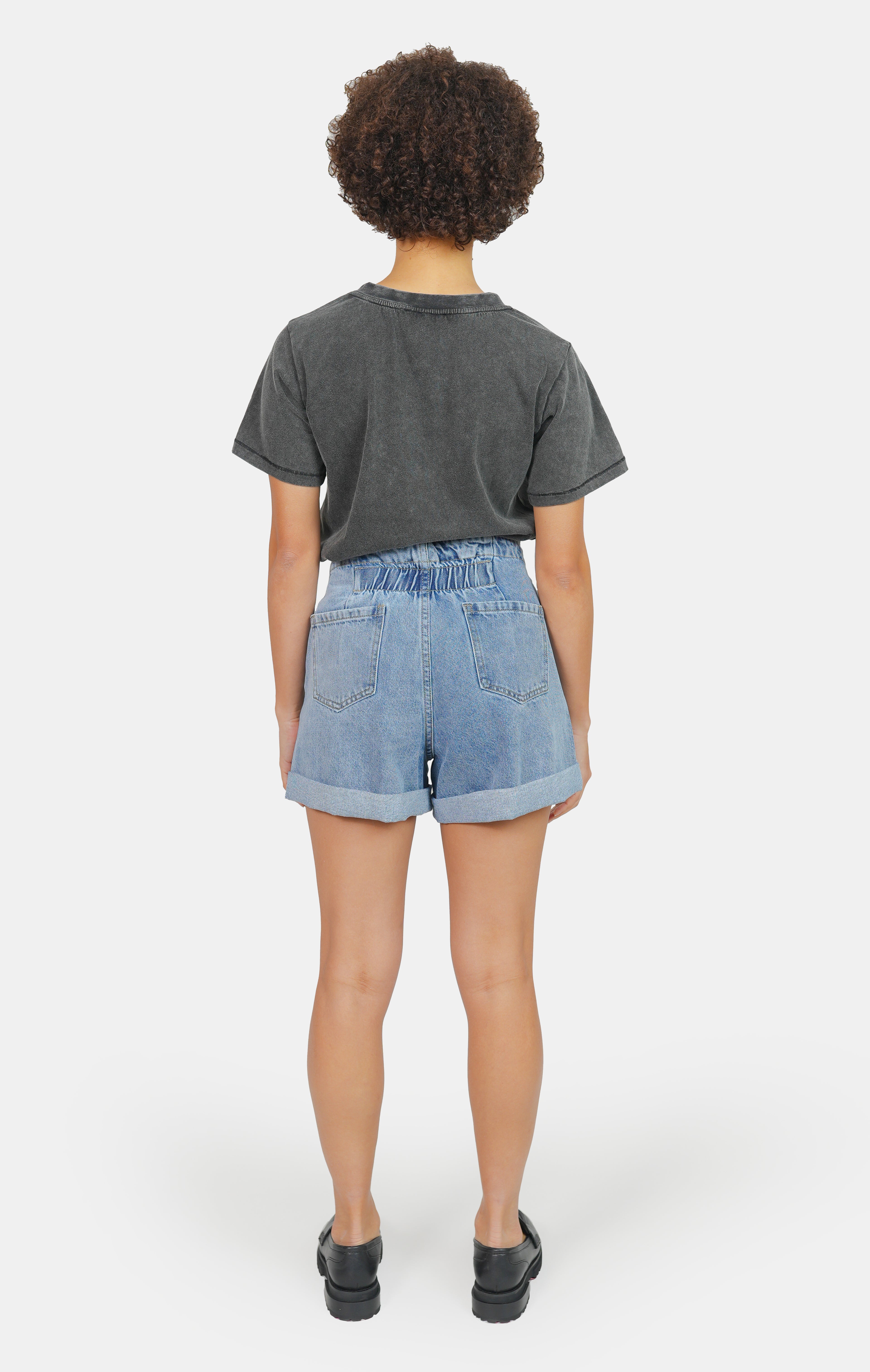 Short en jean taille élastiquée AMY femme, BLUE, taille XS, porté par Marie (1m71) – photo 5