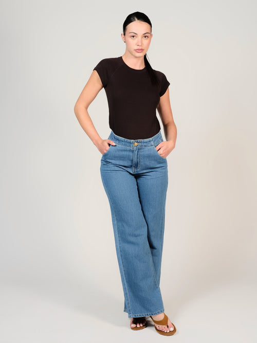 Jean évasé bleu FILIN femme, BLUE, taille XS, porté par Mélissa (1m70) (FAM PARIS) – photo 1