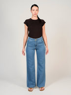 Jean évasé bleu FILIN femme, BLUE, taille XS, porté par Mélissa (1m70) – photo 2