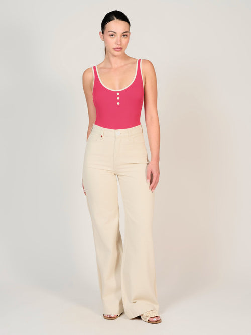 Jean large écru FLEURE femme, GREIGE, taille XS, porté par Mélissa (1m70) (FAM PARIS) – photo 1