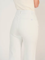 Jean évasé taille haute blanc FRANCINE femme, WHITE/BLUE, taille XS, porté par Mélissa (1m70) – photo 5
